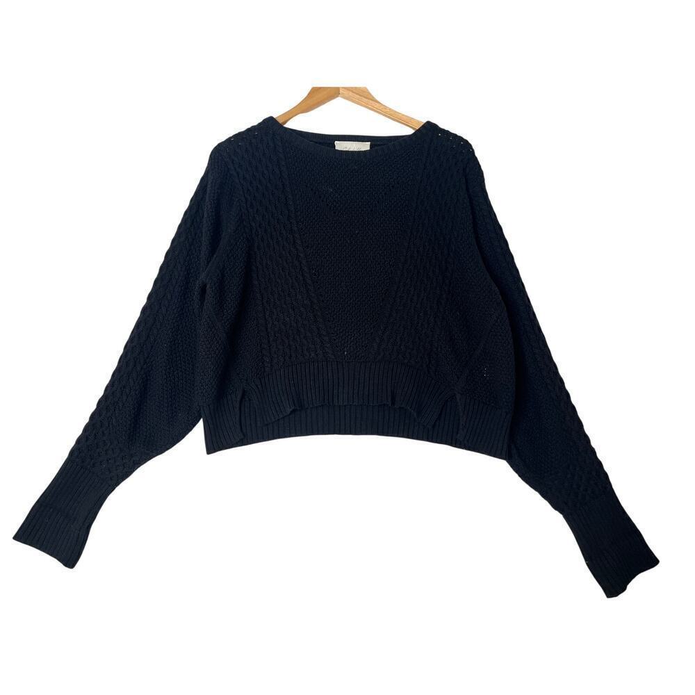 Cleobella Black Cotton Slouchy Long Sleeve Sweater sz M Boho Minimalist Ballet
